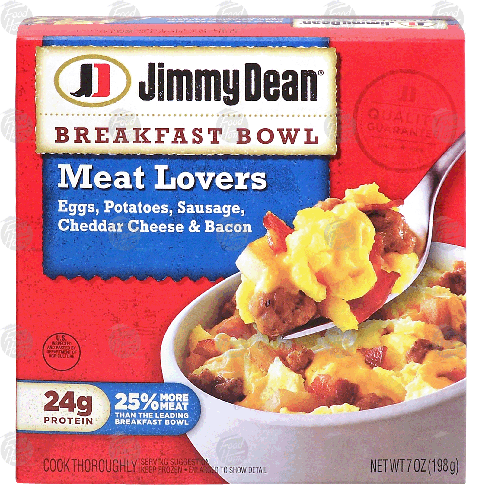 Jimmy Dean Breakfast Bowl meat lovers; eggs, potatoes, sausage, cheddar cheese & bacon Full-Size Picture